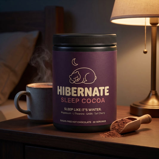Hibernate Sleep Cocoa — plum tub on nightstand